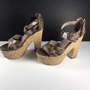 2 Lips Too Too Soleful Leopard Cork Platform Heels